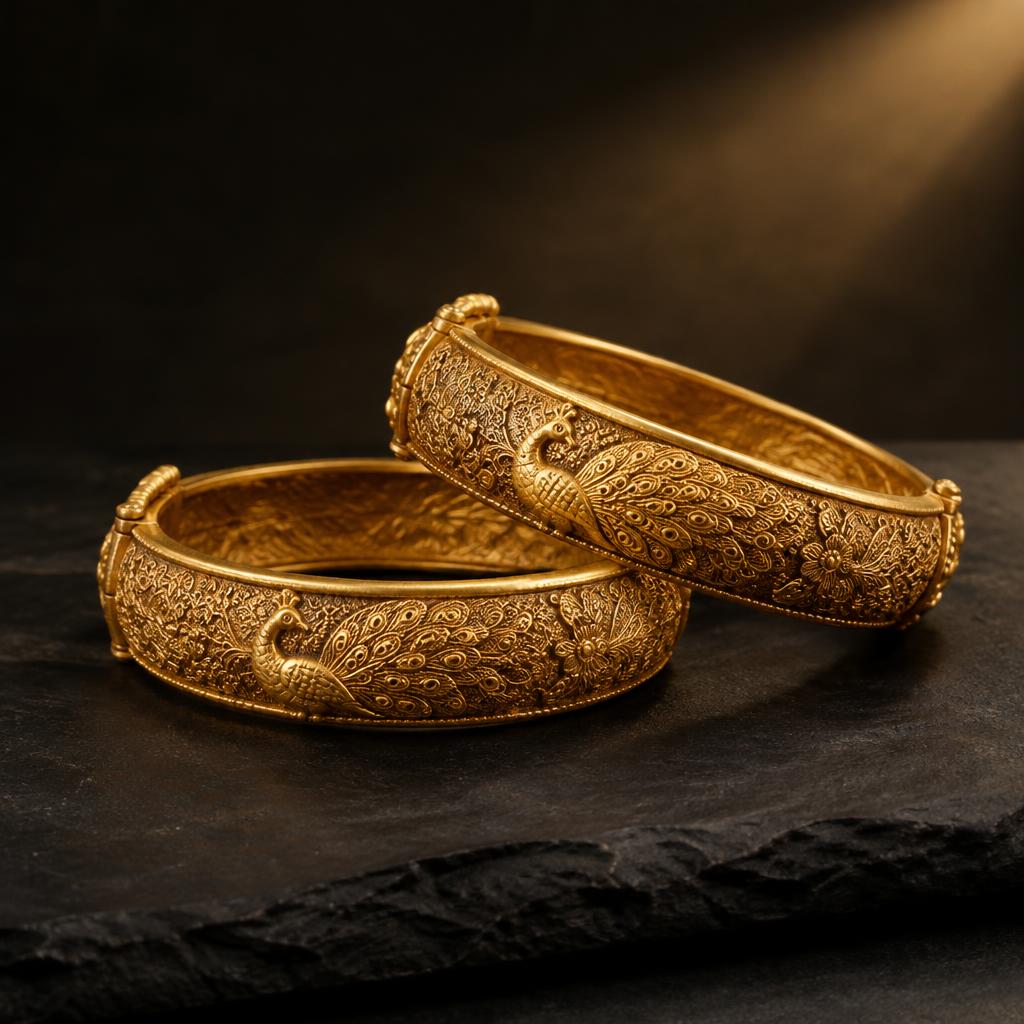 Peacock Gold Kada Pair